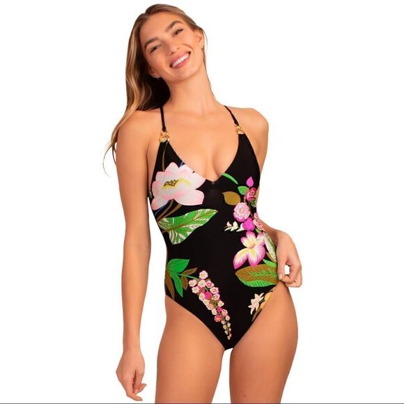 NWT Trina Turk Moonlit Melot One-Piece Swimsuit - Picture 1 of 6